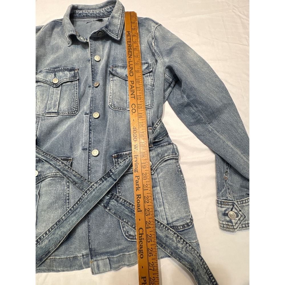 Lauren Ralph Lauren Light Wash Denim Belted Safari Utility Jacket Blue LRL - Picture 4 of 6